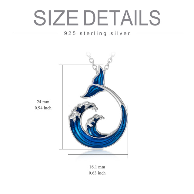 Sterling Silver Mermaid Tail & Spray Pendant Necklace-5