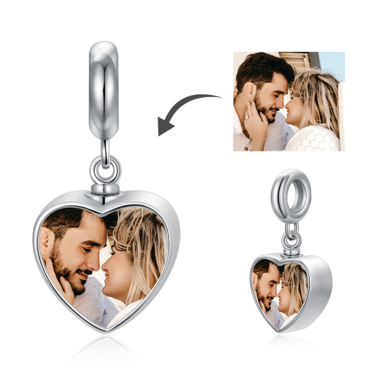 Sterling Silver Personalized Photo & Heart Dangle Charm