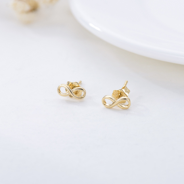 14K Gold Infinity Symbol Stud Earrings-3