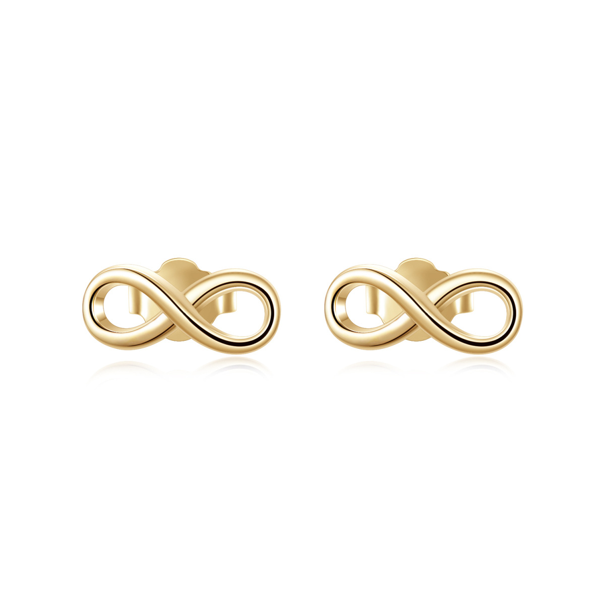 14K Gold Infinite Symbol Stud Earrings-1