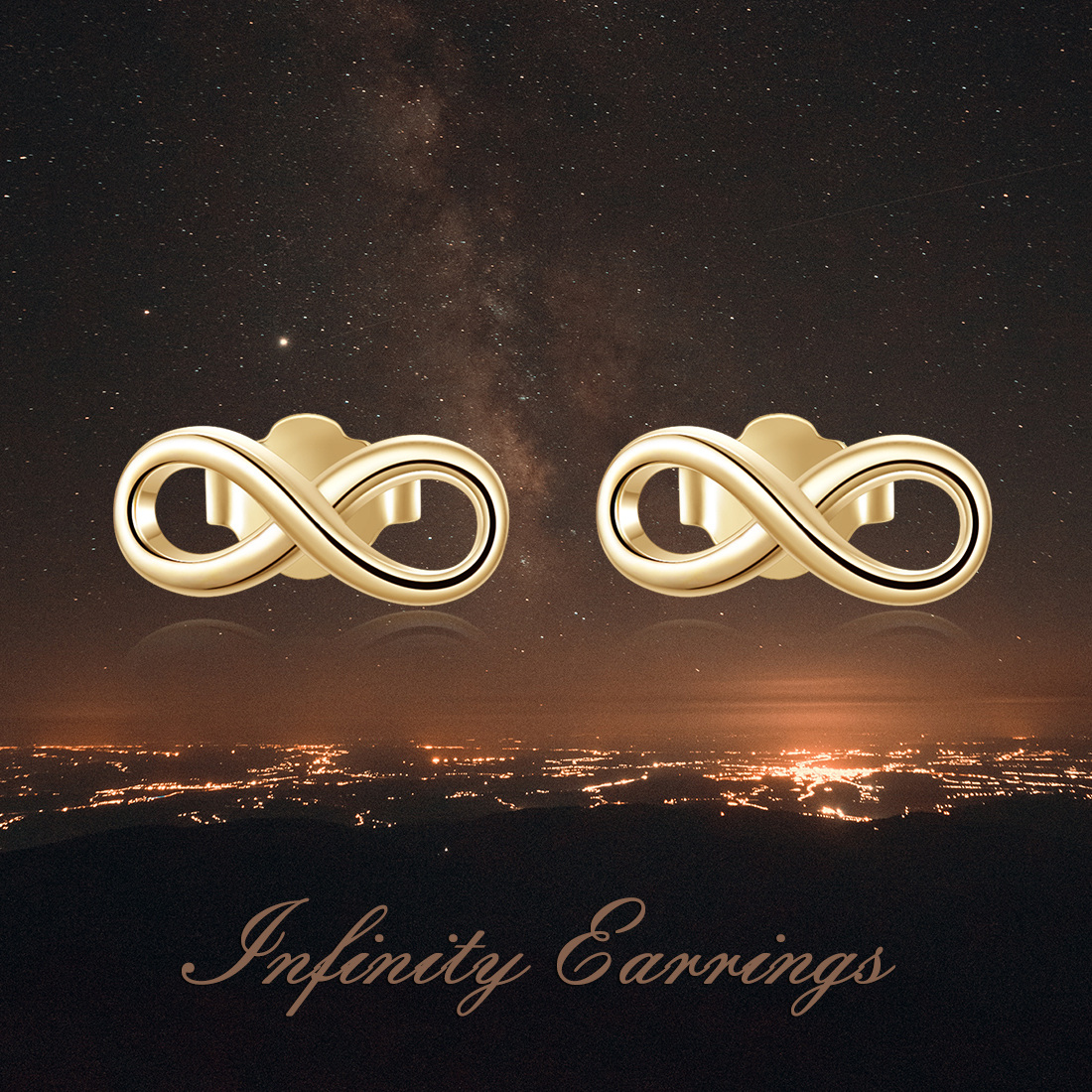 14K Gold Infinite Symbol Stud Earrings-6