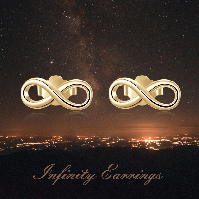 Brincos com símbolo do infinito em ouro de 14K-6