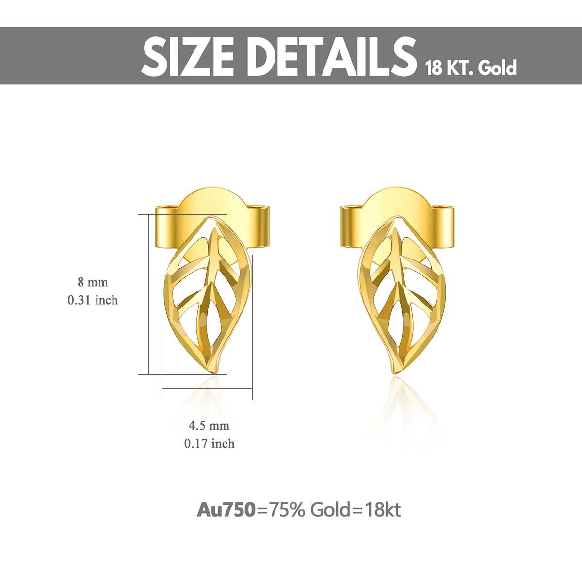 18K Gold Leaves Stud Earrings-5