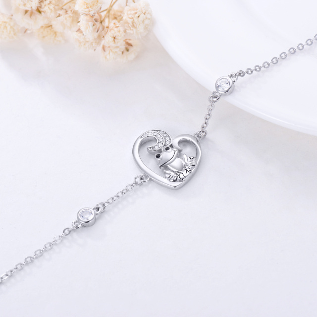 Sterling Silver Circular Shaped Cubic Zirconia Frog Single Layer Anklet-4