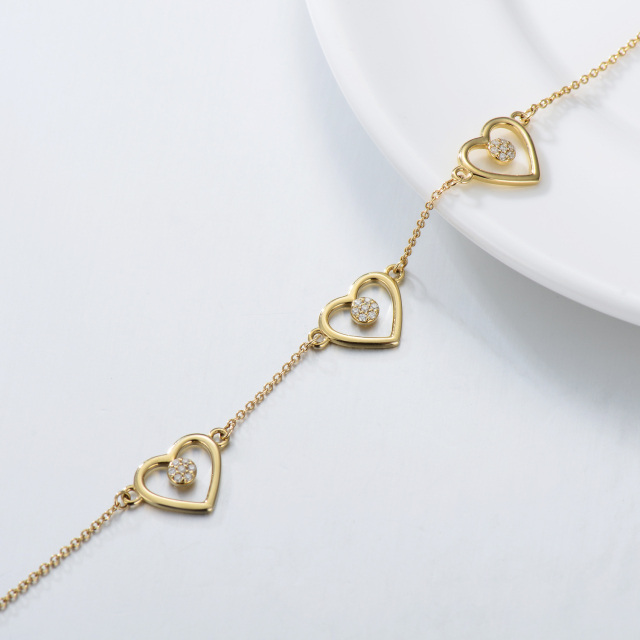 Bracelet pendentif cœur moissanite en or 14 carats-4