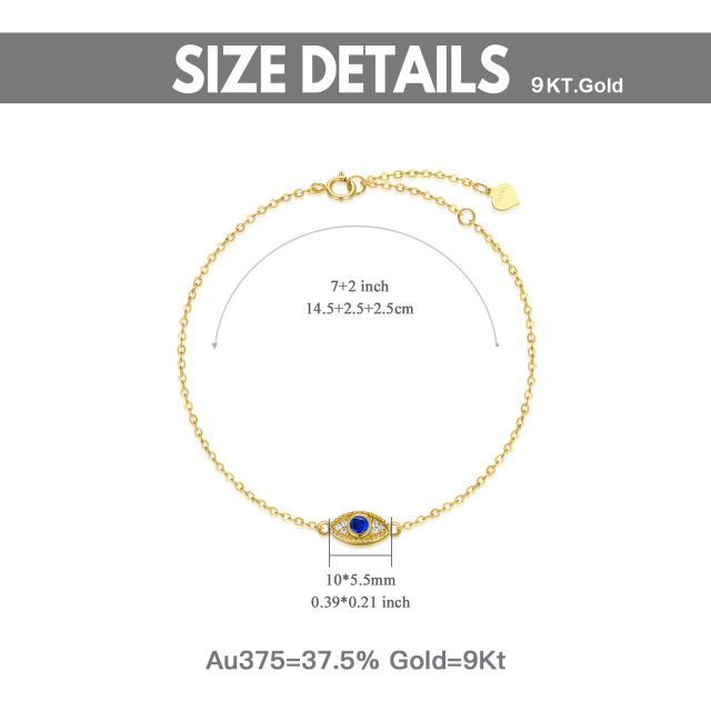 9K Gold Cubic Zirconia Evil Eye Pendant Bracelet-5