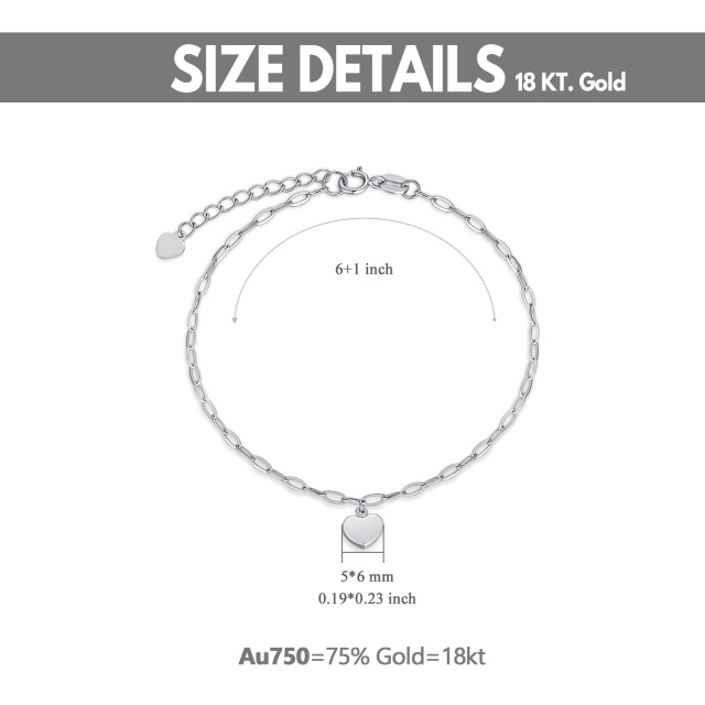 Bracelet en or blanc 18K avec pendentif en forme de coeur-4