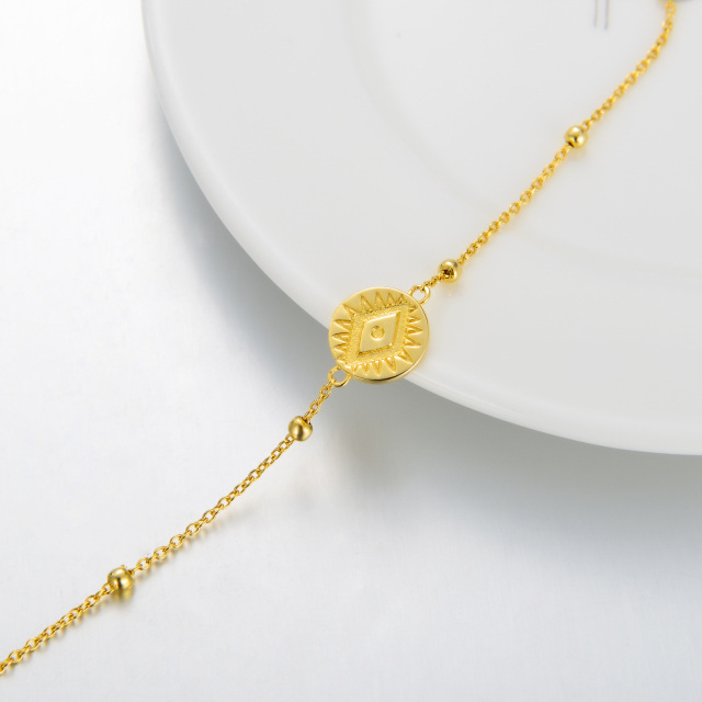 Bracelet en argent sterling avec pendentif œil maléfique plaqué or jaune-3
