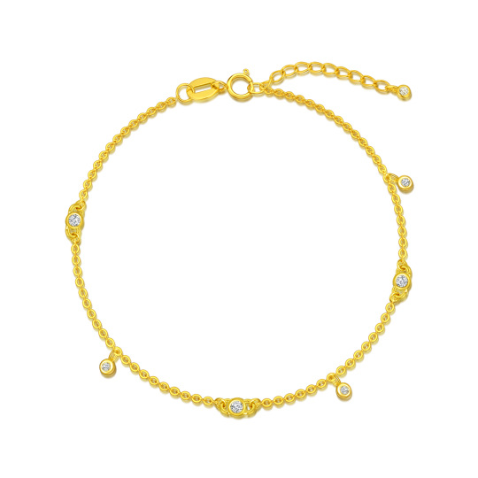 Bracciale con ciondolo in oro 14K a forma di cerchio con zirconi cubici