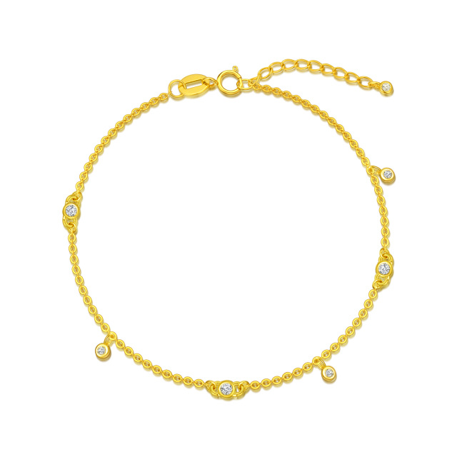 14K Gold Circular Shaped Cubic Zirconia Pendant Bracelet-0