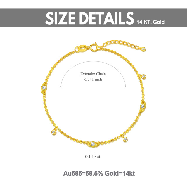 14K Gold kreisförmig Cubic Zirkonia Anhänger Armband-3