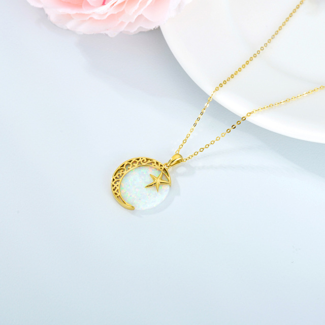 Collier pendentif lune opale en or 14K-3