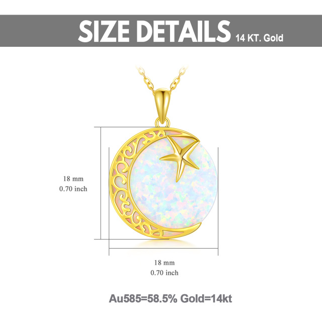 14K Gold Opal Moon Pendant Necklace-4