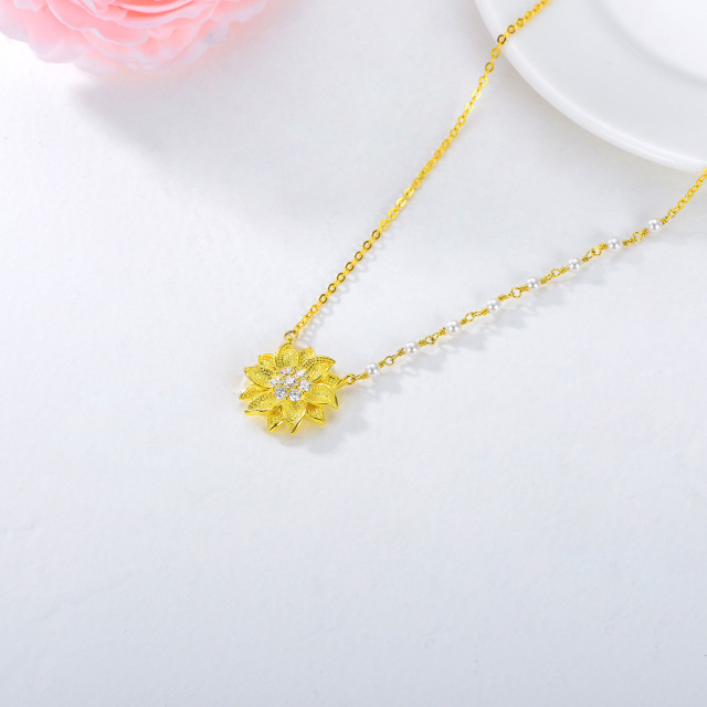 18 Karat vergoldete Sonnenblumen-Halskette aus 925er Sterlingsilber, Geschenke für Frauen-3