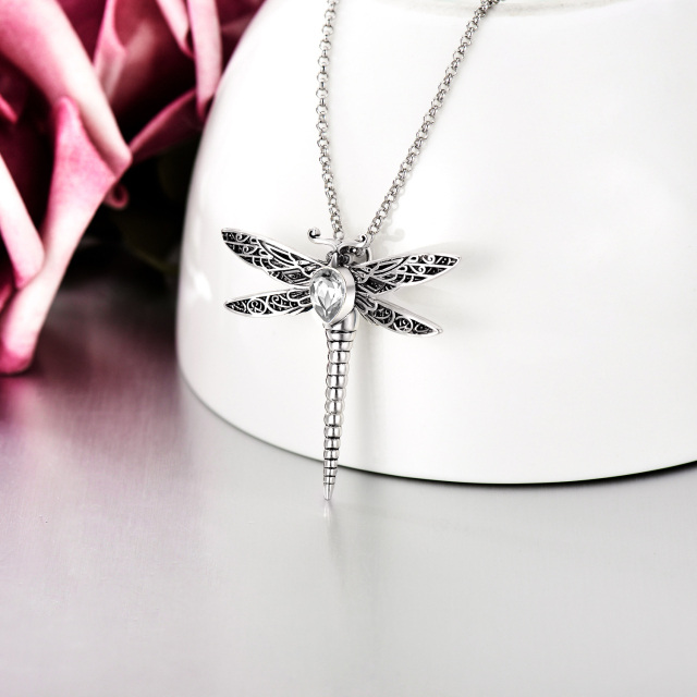 Sterling Silver Crystal Dragonfly Urn Necklace for Ashes-2