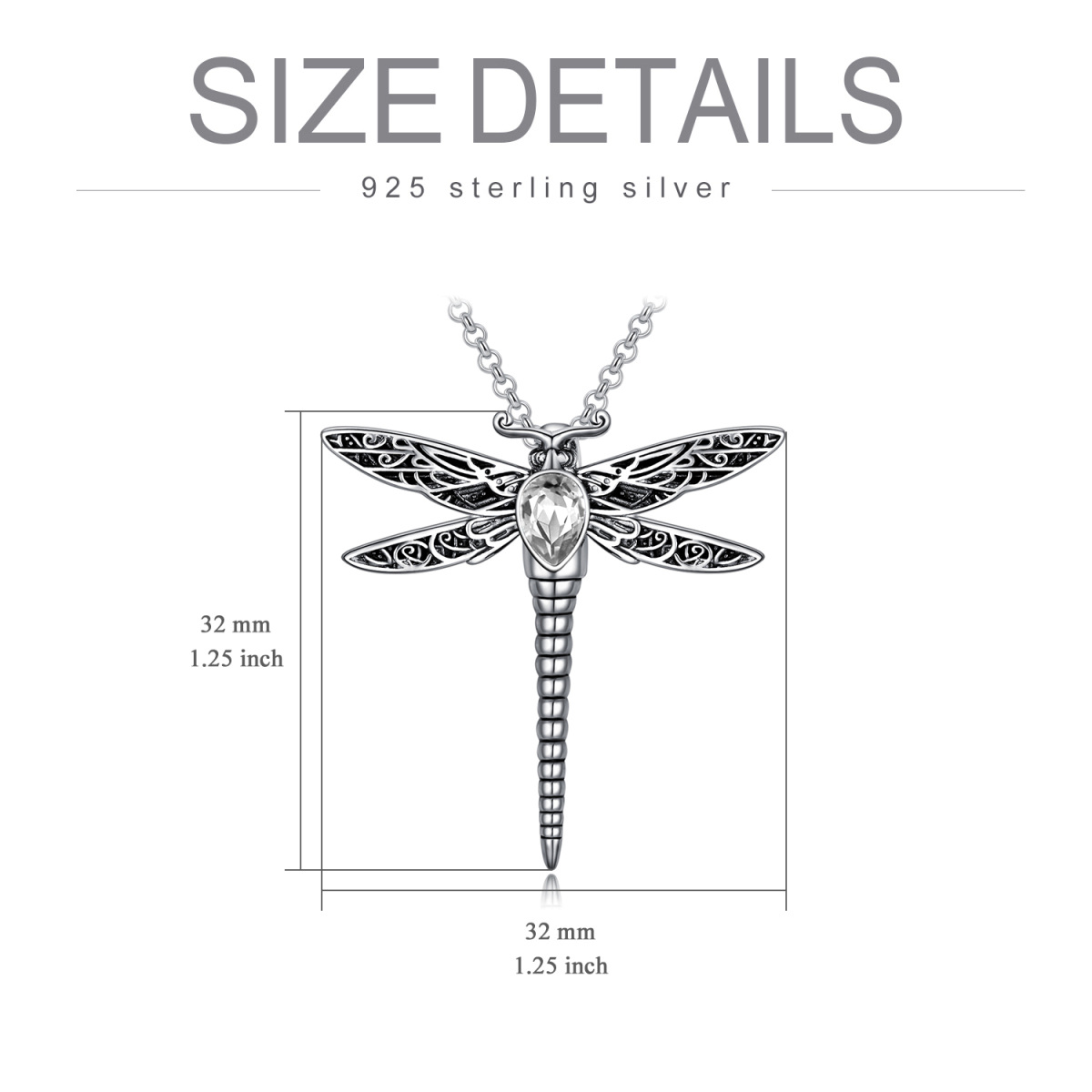 Sterling Silver Crystal Dragonfly Urn Necklace for Ashes-5