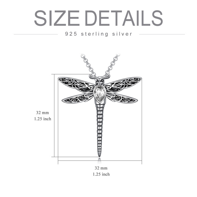 Sterling Silver Crystal Dragonfly Urn Necklace for Ashes-4