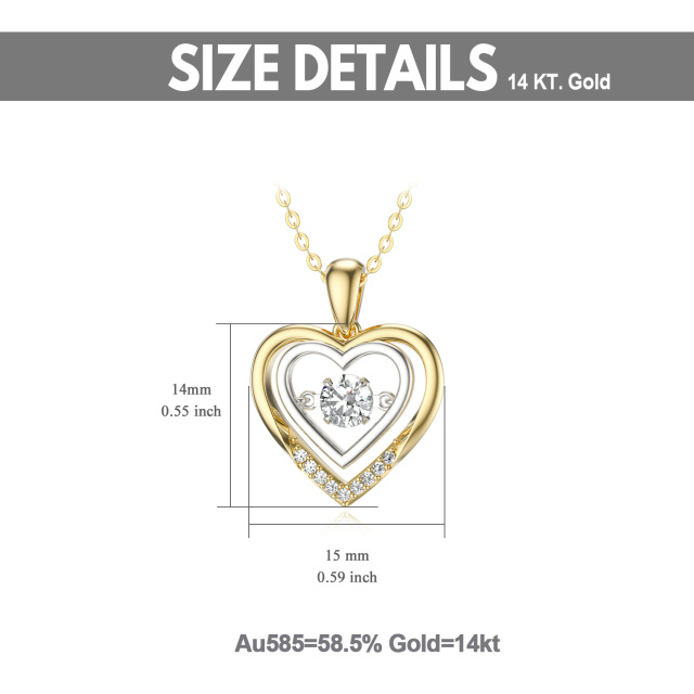 14K Gold Circular Shaped Moissanite Heart Pendant Necklace-6