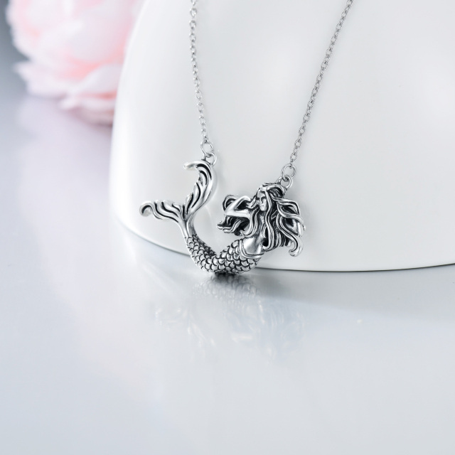 Sterling Silver Mermaid Pendant Necklace-2