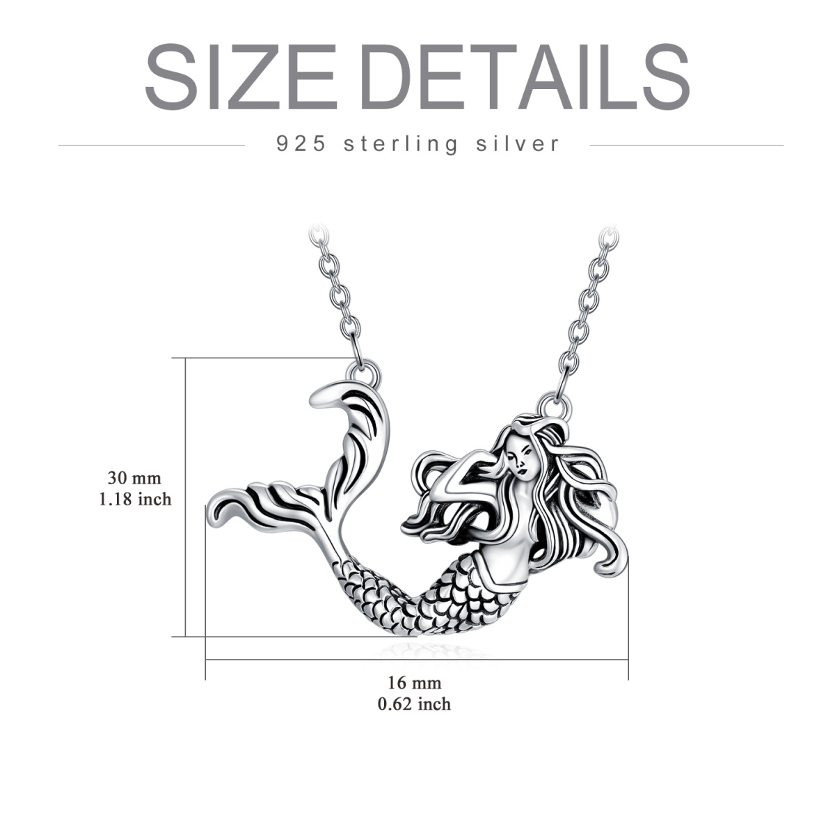 Sterling Silber Meerjungfrau Anhänger Halskette-5
