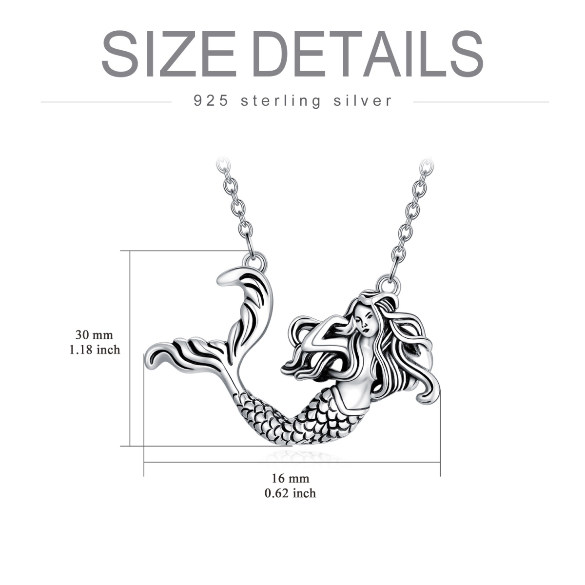 Collier en argent sterling avec pendentif sirène-5