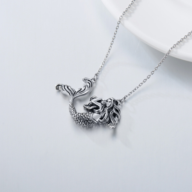 Sterling Silver Mermaid Pendant Necklace-3
