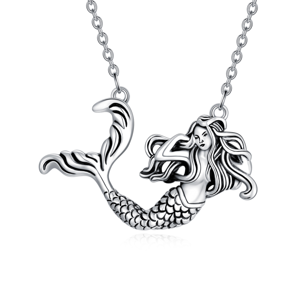 Sterling Silver Mermaid Pendant Necklace-1