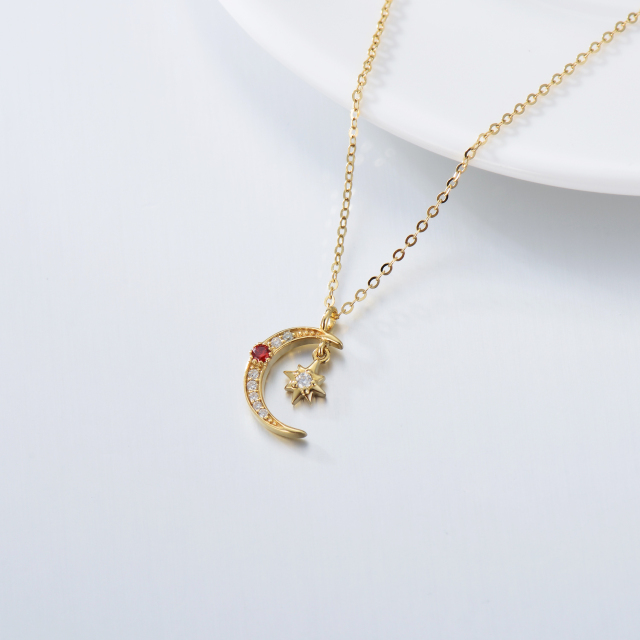 Colar com pingente Moissanite Moon & Star em ouro 14K-3