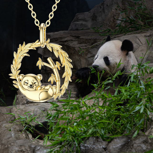 Colar com pingente de panda em ouro 14K-5