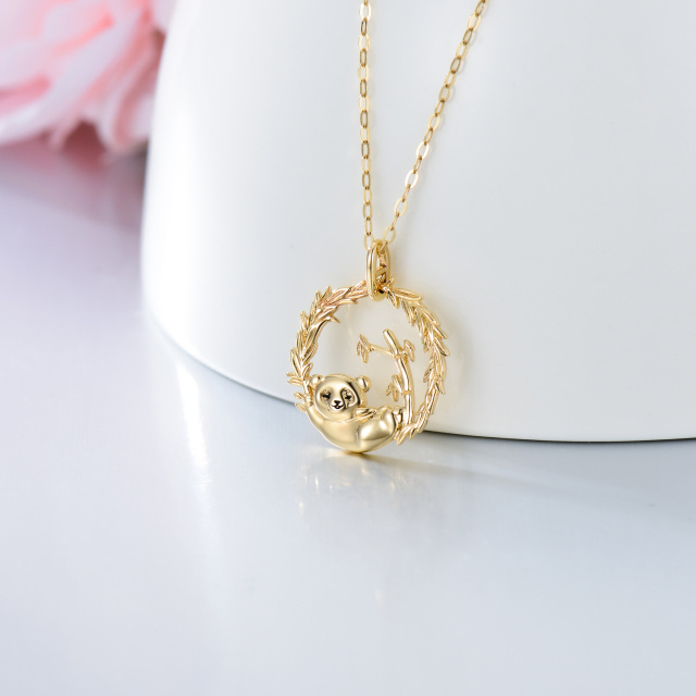 Colar com pingente de panda em ouro 14K-2