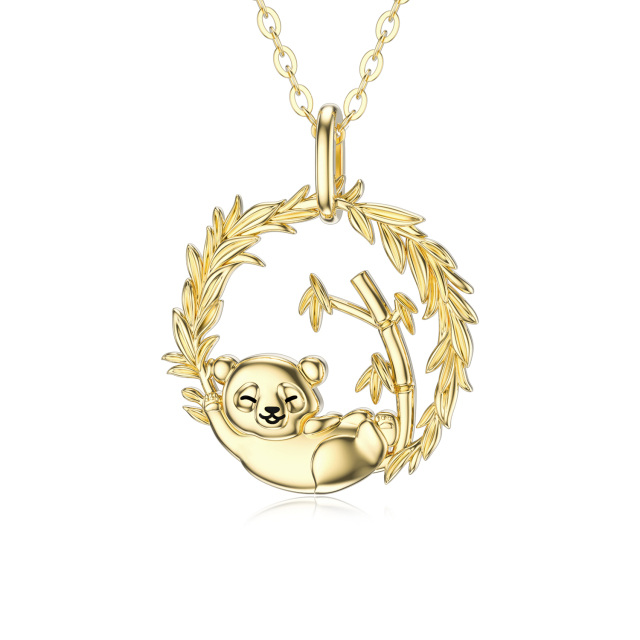 Colar com pingente de panda em ouro 14K-0