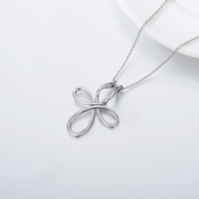 Sterling Silver Cross Knot & Ring Holder Pendant Necklace-5