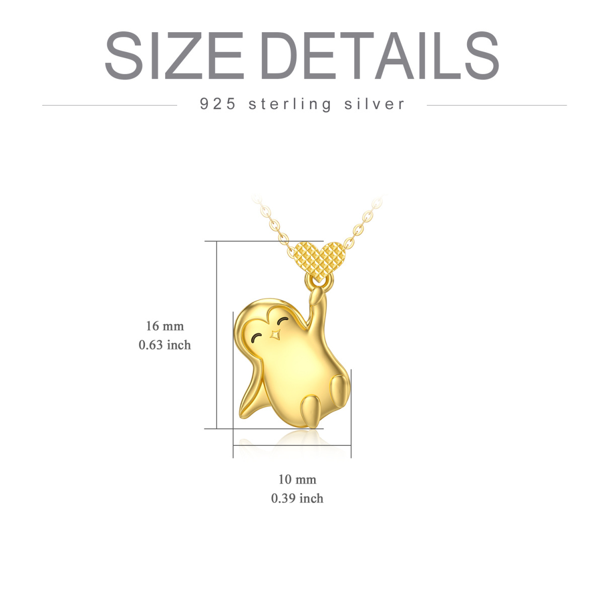 14K Gold Penguin & Heart Pendant Necklace-5
