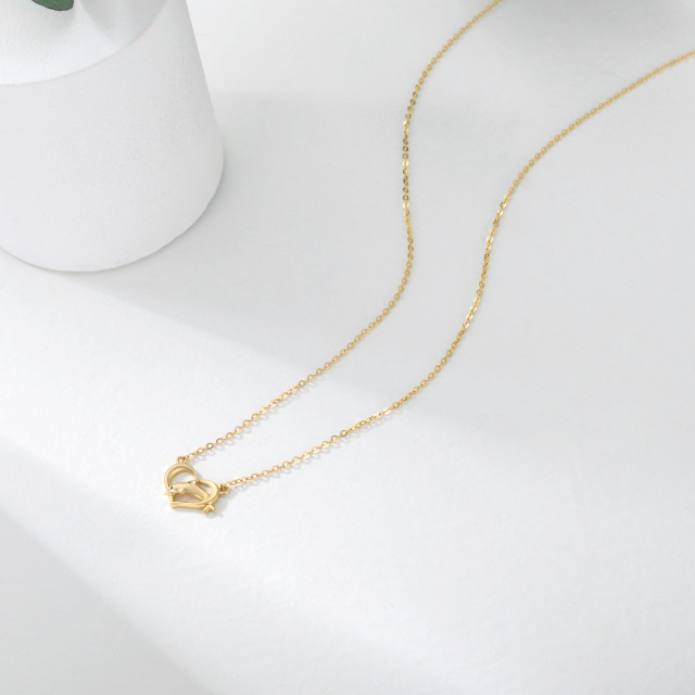 14K Gold Dolphin & Heart Pendant Necklace-3