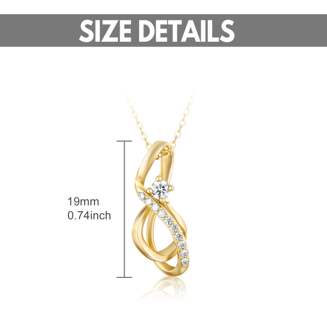 10K Gold Circular Shaped Cubic Zirconia Infinite Symbol Pendant Necklace-3