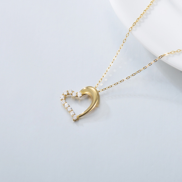 14K Gold Moissanite Heart Pendant Necklace-4