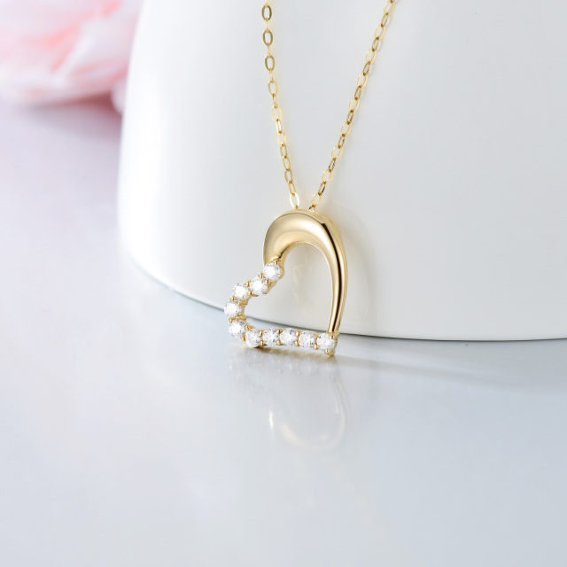 14K Gold Moissanite Heart Pendant Necklace-3