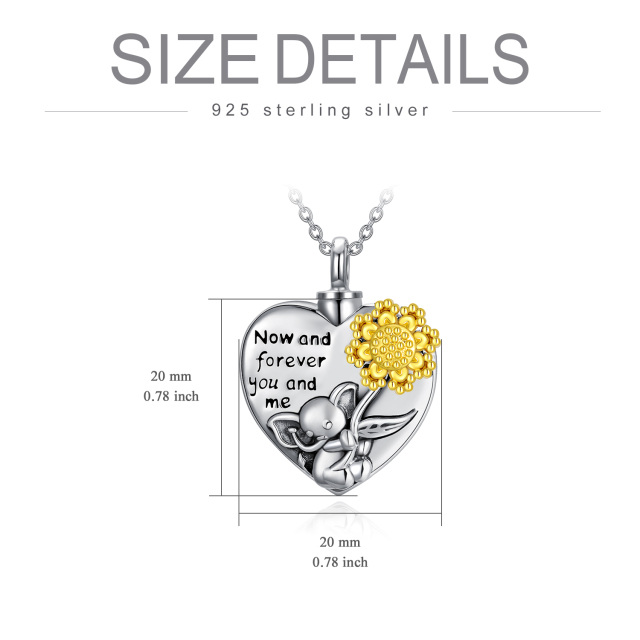 Sterling zilveren Olifant & Zonnebloem & Hart Urn Ketting voor As met Gegraveerd Woord-6