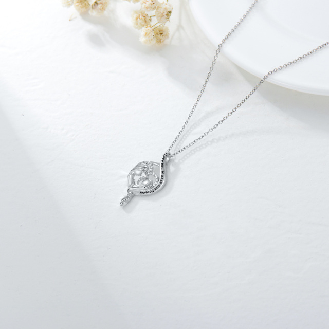 Colar com pingente de prata esterlina com símbolo do infinito e coração de zircão redondo-3