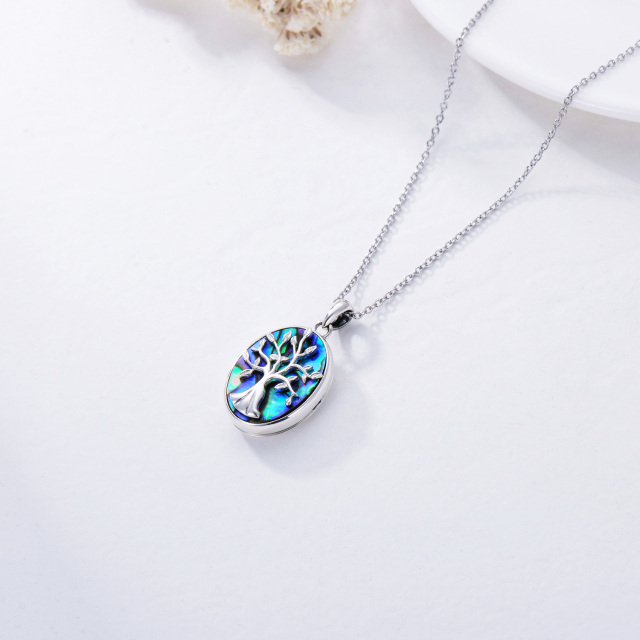 Collier en argent sterling en forme de coquillage Abalone Tree Of Life & Personalized Phot-5