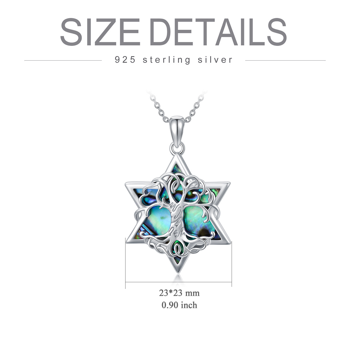 Sterling Silver Abalone Shellfish Tree Of Life & Star Of David Pendant Necklace-5
