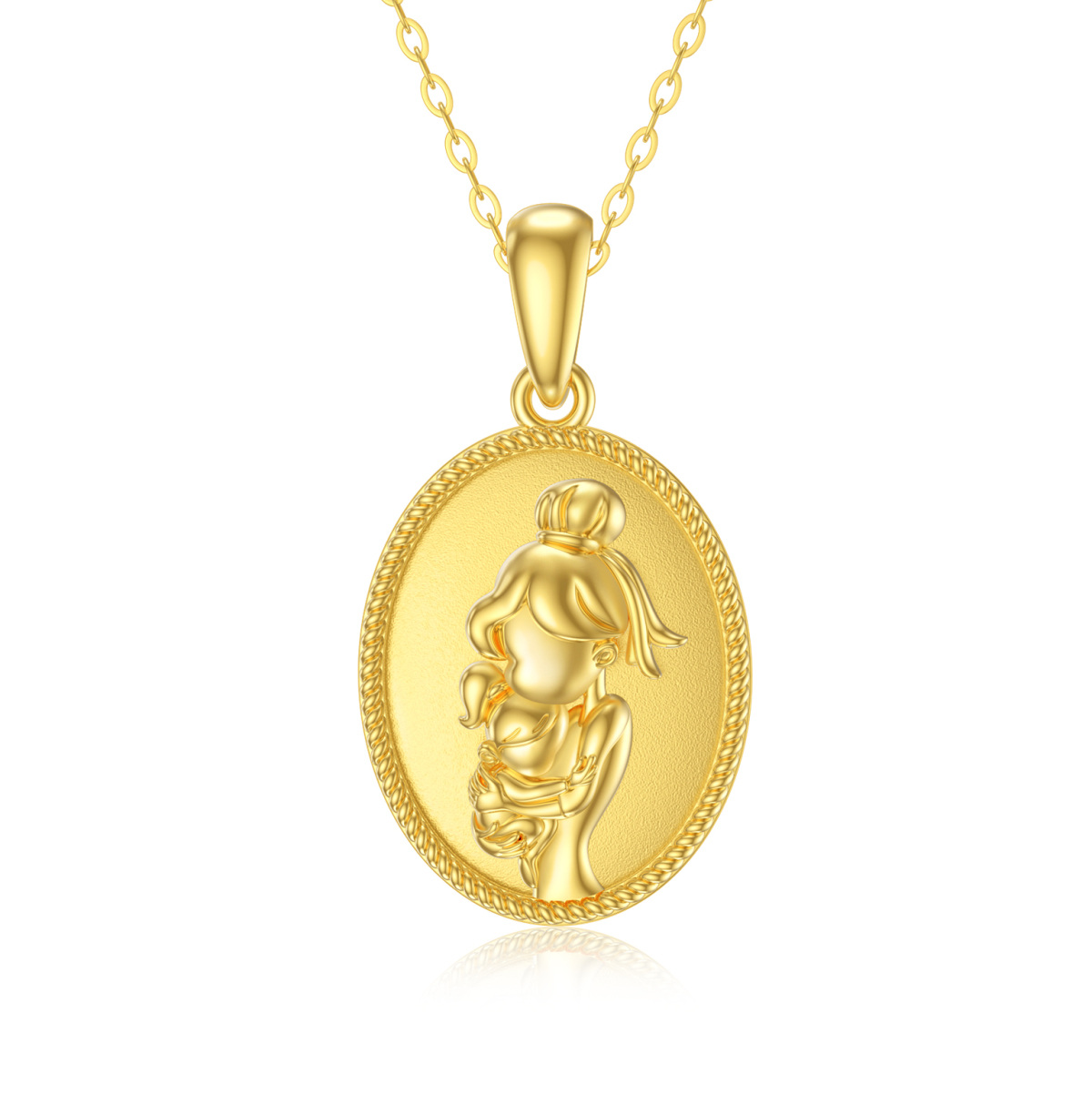 Collier avec pendentif en or 14K en forme de pièce de monnaie pour les parents et les enfants-1