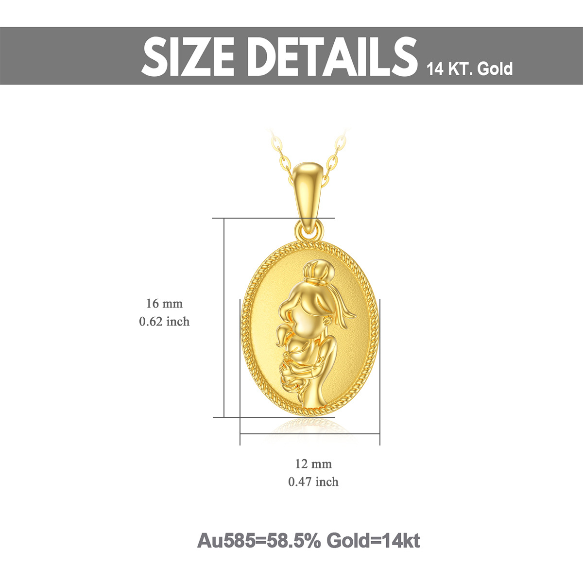 Collier avec pendentif en or 14K en forme de pièce de monnaie pour les parents et les enfants-6
