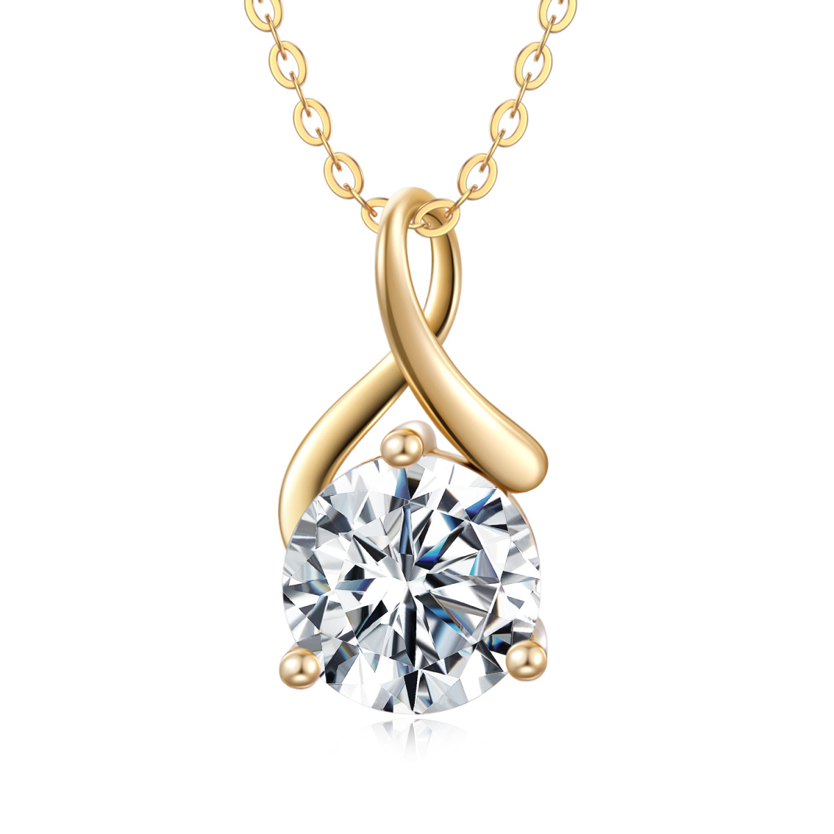 Collier pendentif symbole infini en or 9K Moissanite-1