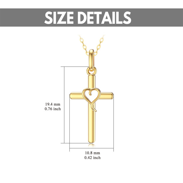 14K Gold Cross & Heart Pendant Necklace-5