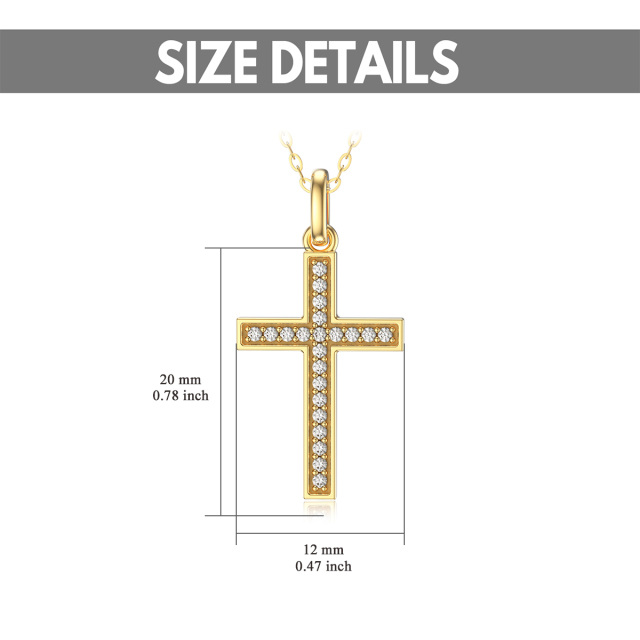 Colar com pingente de cruz em zircónio cúbico em ouro de 14 quilates-4