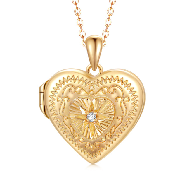 Collana in oro 10K con cuore e stella di David a forma di circolare con medaglione personalizzato-1