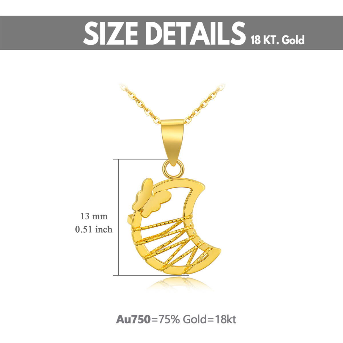 18K Gold Butterfly & Moon Pendant Necklace-5