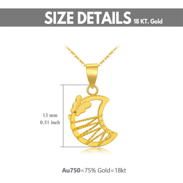 18K Gold Butterfly & Moon Pendant Necklace-4