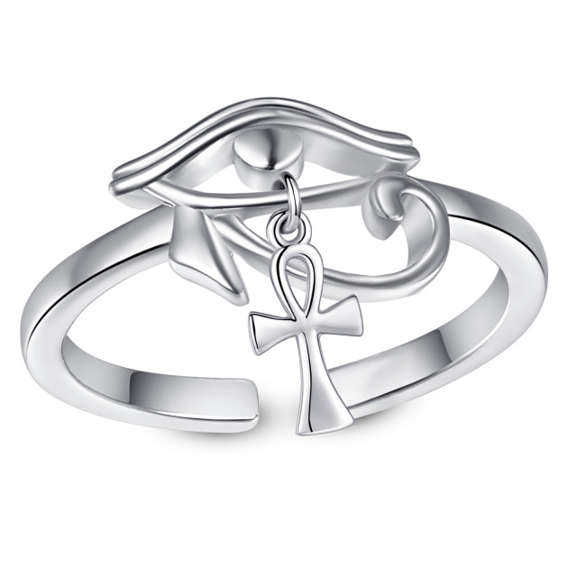 Sterling zilveren ankh & oog van Horus open ring-1